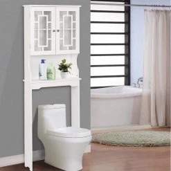 WELLFOR 67 in. H x 23.5 in. W x 9 in. D White Over-the-Toilet Storage with Adjustable Shelf 19 WELLFOR 67 in. H x 23.5 in. W x 9 in. D White Over-the-Toilet Storage with Adjustable Shelf -Toilet Storage Shop white wellfor over the toilet storage ba hwy 7402 31 1000
