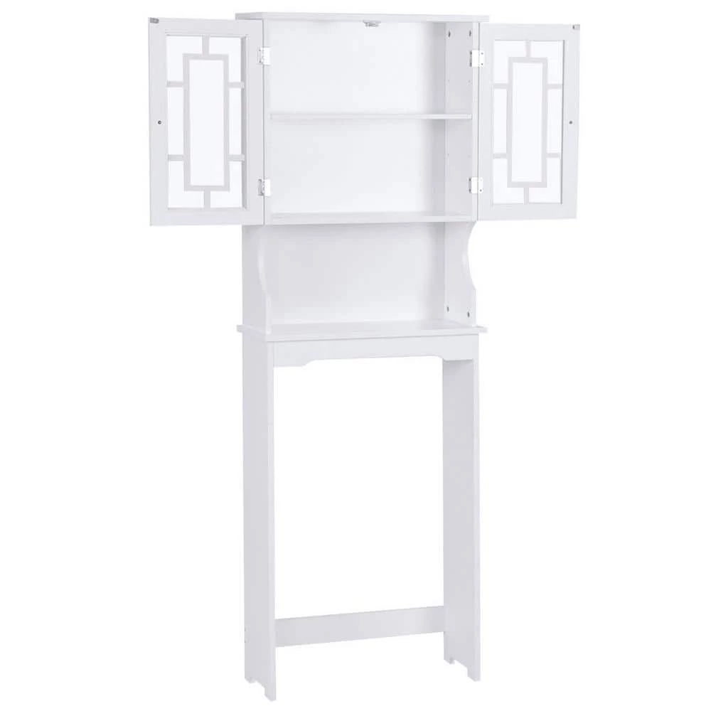 WELLFOR 67 in. H x 23.5 in. W x 9 in. D White Over-the-Toilet Storage with Adjustable Shelf 6 WELLFOR 67 in. H x 23.5 in. W x 9 in. D White Over-the-Toilet Storage with Adjustable Shelf - Image 4