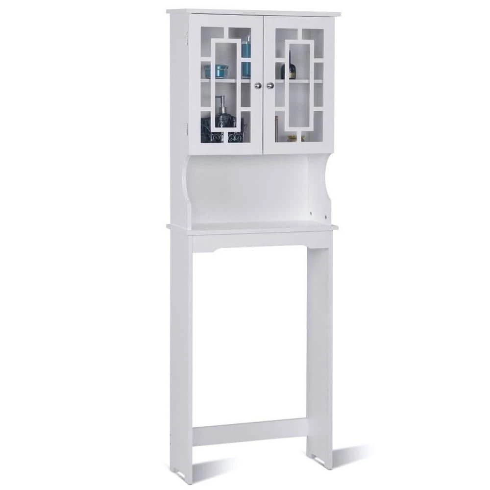 WELLFOR 67 in. H x 23.5 in. W x 9 in. D White Over-the-Toilet Storage with Adjustable Shelf 5 WELLFOR 67 in. H x 23.5 in. W x 9 in. D White Over-the-Toilet Storage with Adjustable Shelf - Image 3