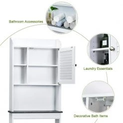 WELLFOR 23.5 in. W x 68.5 in. H x 7.5 in. D White Over-the-Toilet Storage with Adjustable Shelves -Toilet Storage Shop white wellfor over the toilet storage hw hwy 65931 1f 1000