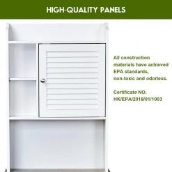 WELLFOR 23.5 in. W x 68.5 in. H x 7.5 in. D White Over-the-Toilet Storage with Adjustable Shelves -Toilet Storage Shop white wellfor over the toilet storage hw hwy 65931 4f 1000