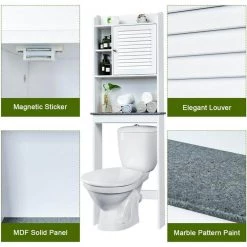 WELLFOR 23.5 in. W x 68.5 in. H x 7.5 in. D White Over-the-Toilet Storage with Adjustable Shelves -Toilet Storage Shop white wellfor over the toilet storage hw hwy 65931 76 1000