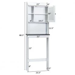 WELLFOR 23.5 in. W x 68.5 in. H x 7.5 in. D White Over-the-Toilet Storage with Adjustable Shelves -Toilet Storage Shop white wellfor over the toilet storage hw hwy 65931 fa 1000