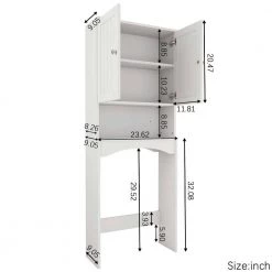 Whatseaso 23.6 in. W x 61.8 in. H x 9 in. D White Over-the-Toilet Storage Bathroom Shelf Space Saver Wall Cabinet -Toilet Storage Shop white whatseaso over the toilet storage zt 110505120 1f 1000