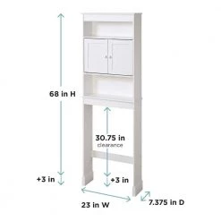 Zenna Home Cottage 23 in. W x 71 in. H x 7.75 in. D White Over-the-Toilet Storage Space Saver with Leg Extensions 11 Zenna Home Cottage 23 in. W x 71 in. H x 7.75 in. D White Over-the-Toilet Storage Space Saver with Leg Extensions -Toilet Storage Shop white zenna home over the toilet storage e9150ww 1f 1000