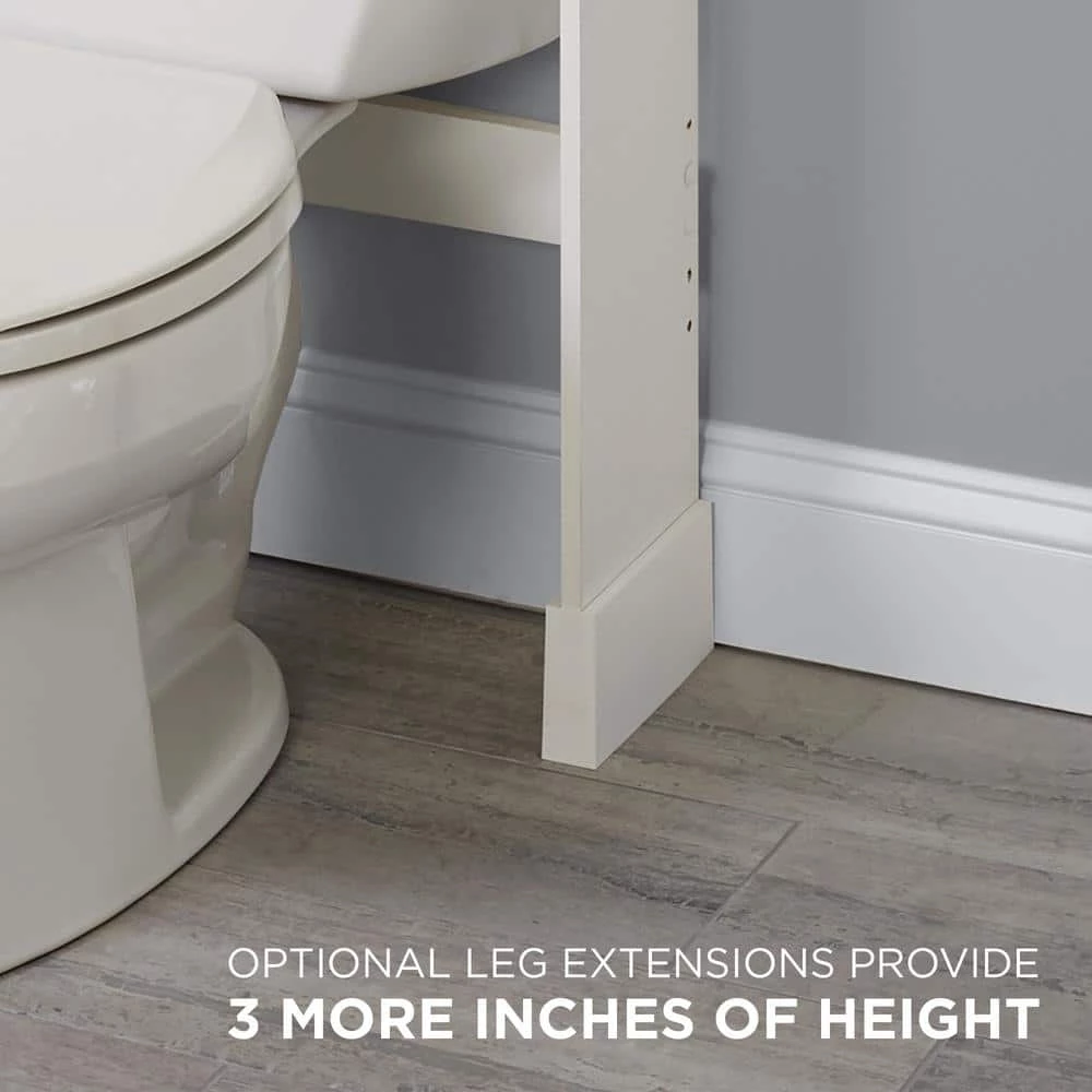 Zenna Home Cottage 23 in. W x 71 in. H x 7.75 in. D White Over-the-Toilet Storage Space Saver with Leg Extensions 7 Zenna Home Cottage 23 in. W x 71 in. H x 7.75 in. D White Over-the-Toilet Storage Space Saver with Leg Extensions - Image 5