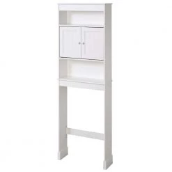 Zenna Home Cottage 23 in. W x 71 in. H x 7.75 in. D White Over-the-Toilet Storage Space Saver with Leg Extensions